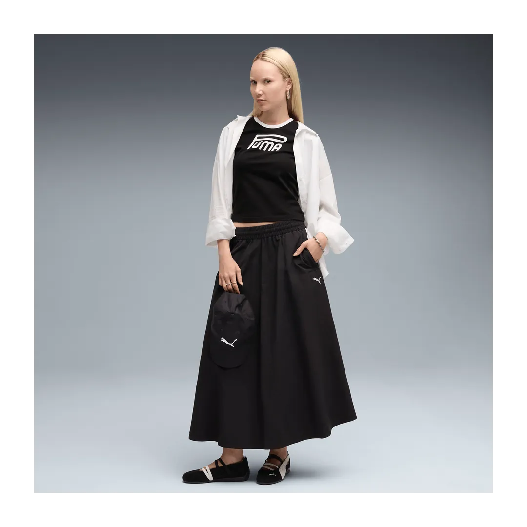 T7 Woven Midi Skirt