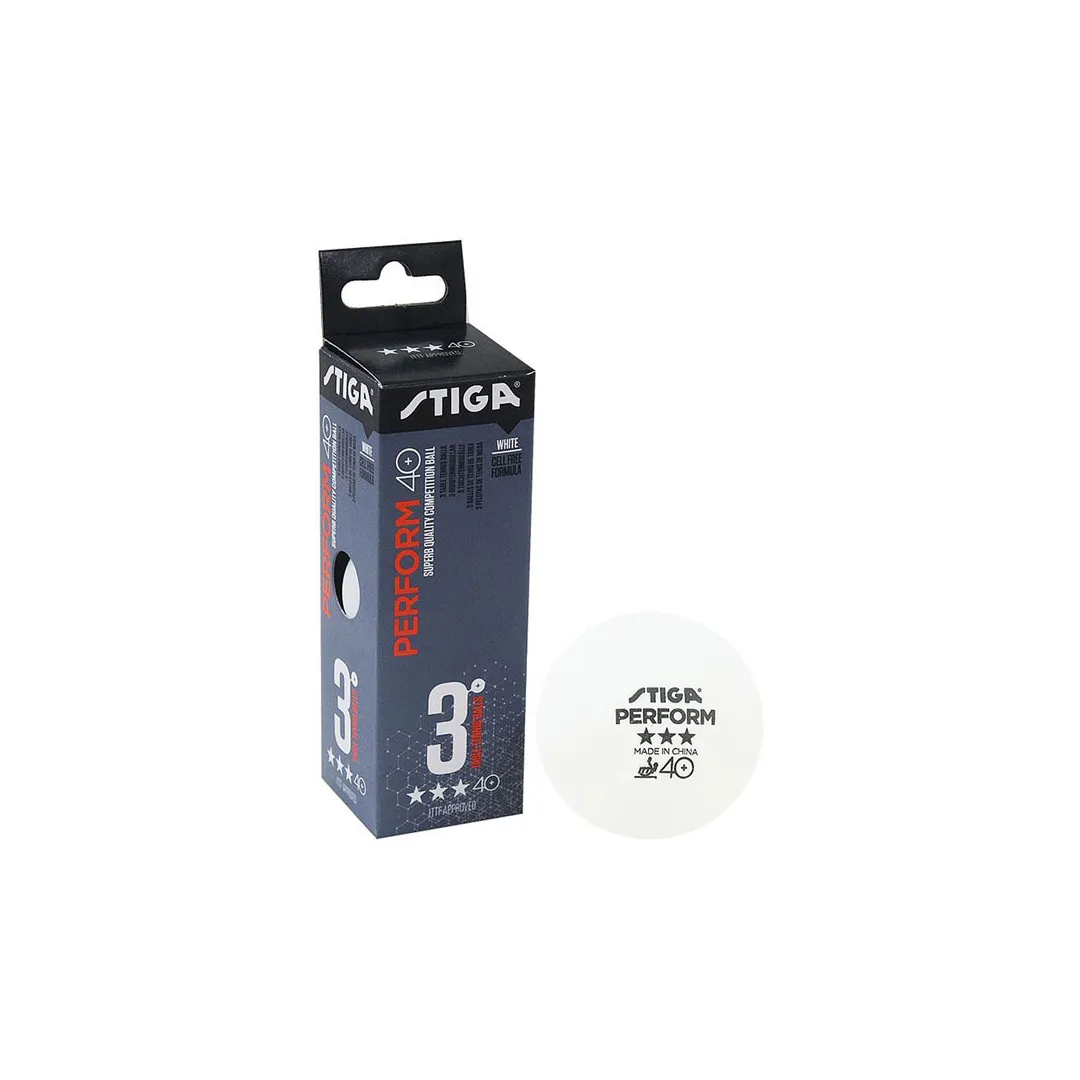 Balles TT Perform 3-Star 6-Pack Blanc - Balles de Compétition Stiga
