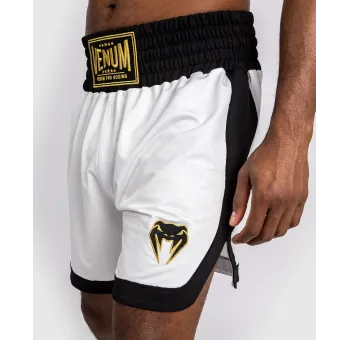 Venum CLASSIC Boxing Shorts - White/Black - Équipement de Boxe Professionnel