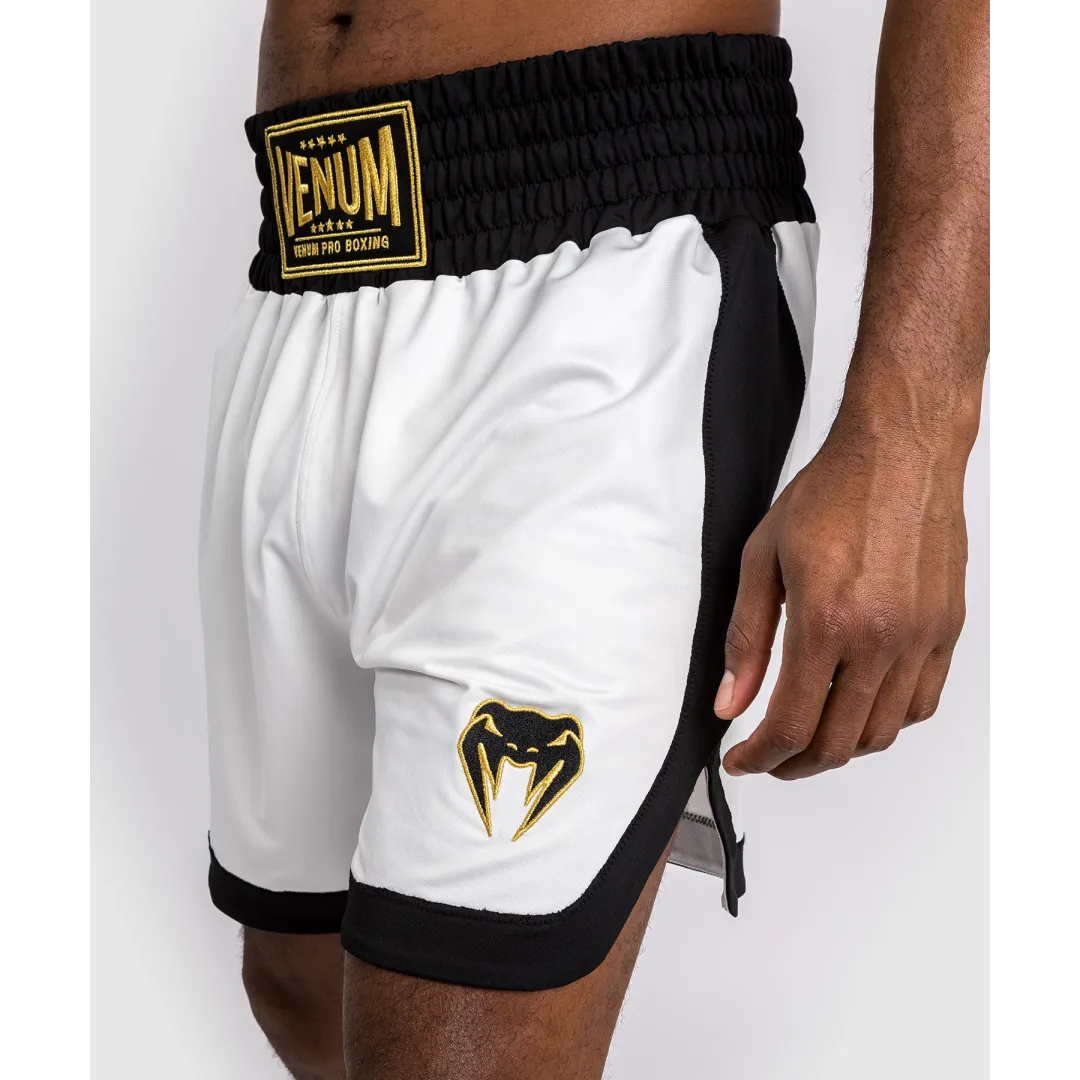 Venum CLASSIC Boxing Shorts - White/Black - Équipement de Boxe Professionnel