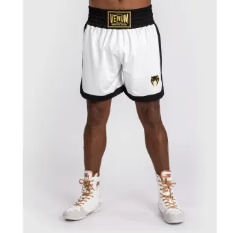 Venum CLASSIC Boxing Shorts - White/Black - Équipement de Boxe Professionnel