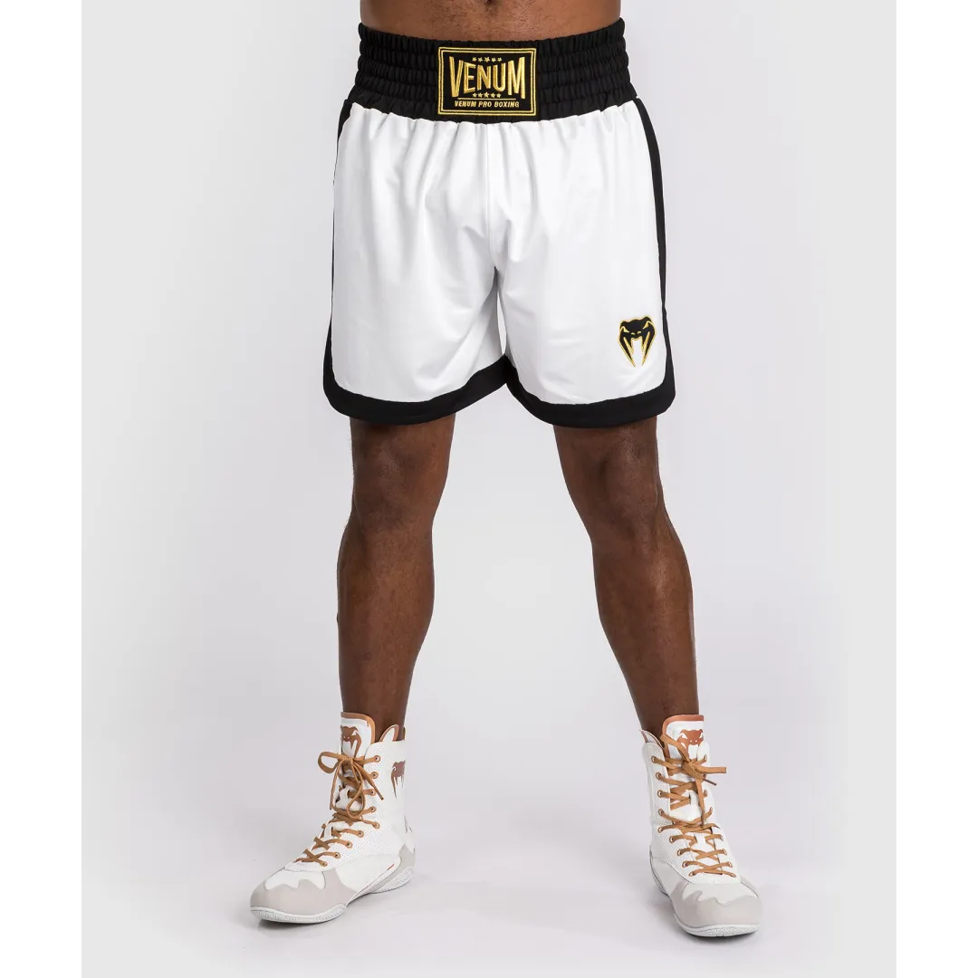 Venum CLASSIC Boxing Shorts - White/Black - Équipement de Boxe Professionnel