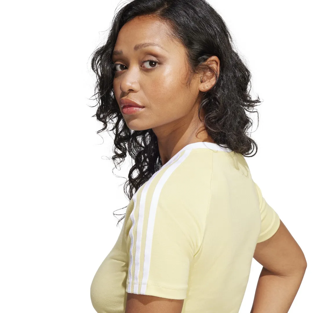 T-shirt court à 3 bandes – Jaune pastel