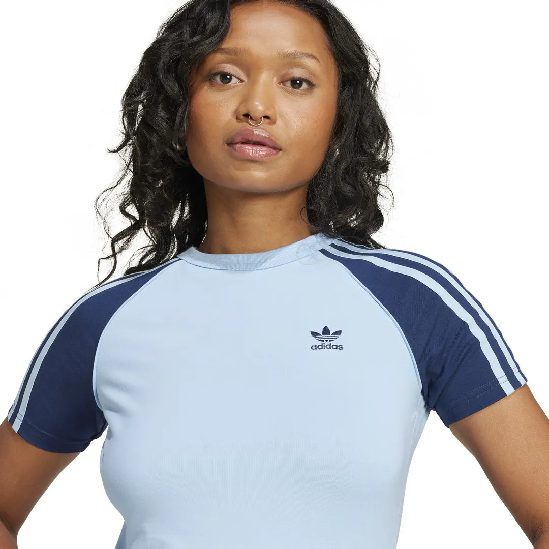 T-shirt ajusté à 3 bandes – Bleu ciel
