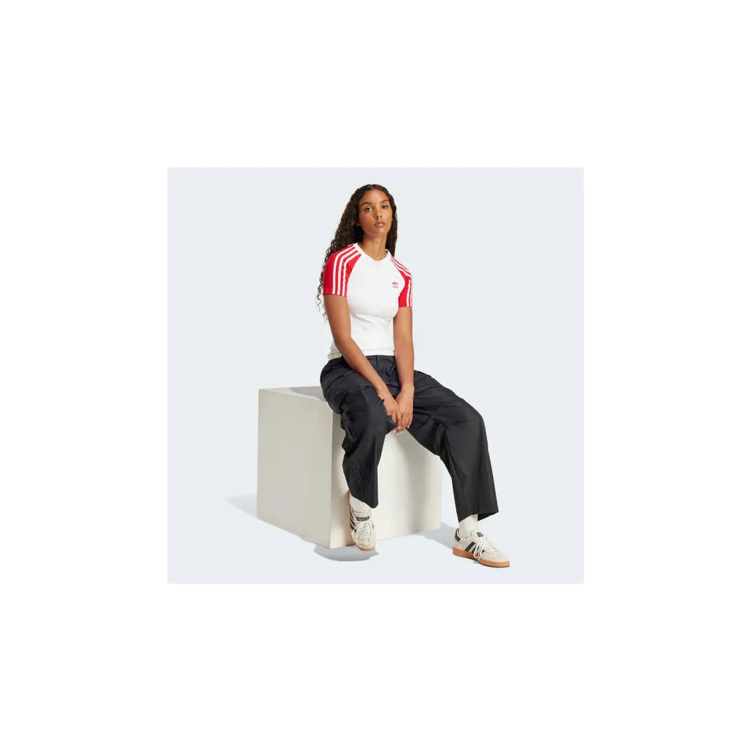 T-shirt ajusté à 3 bandes – Blanc/Rouge